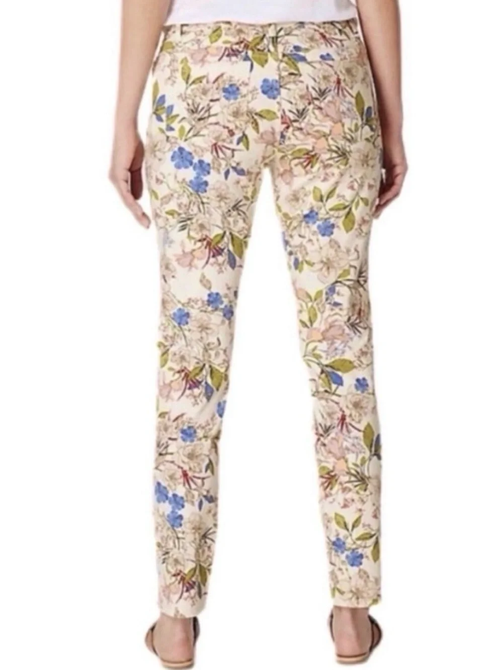 J Jill Floral Print Authentic Fit Slim Ankle Stretch Denim Jean